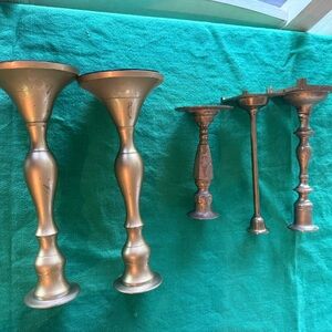 Brass Taper Candle Holders - Set of 5